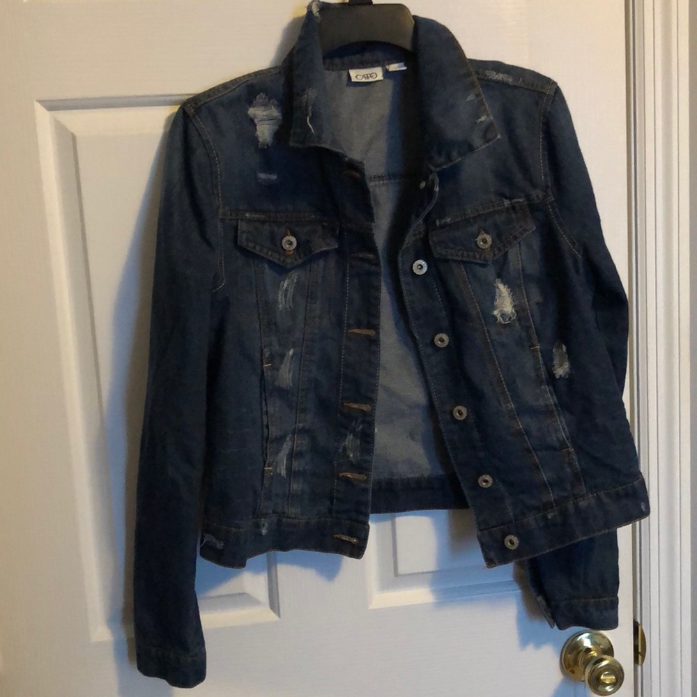 Distressed denim jacket